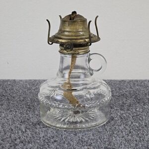 Vintage Eagle Mini Oil Lamp Clear Pressed Glass Kerosene Lamp Made in USA 6"